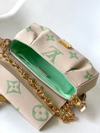 LOUIS VUITTON FAVORITE BAG 24 IN BEIGE MIX GREEN MONOGRAM SOFT GRAINED COWHIDE