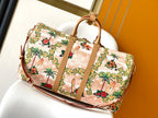 LOUIS VUITTON KEEPALL BANDOULIÈRE 50 IN SAND TROPICAL MOTIFS MONOGRAM SURFIN CANVAS