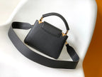 LOUIS VUITTON CAPUCINES MM BAG 21 IN BLACK TAURILLON COWHIDE GOLD HARDWARE