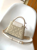 LOUIS VUITTON LV 25S CAPUCINES MINI BAG 21 IN VANILLA-COLORED EMBROIDERED CANVAS