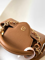 LOUIS VUITTON LV 25S CAPUCINES BAG 27 IN TAN CALFSKIN GOLD HARDWARE