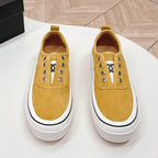CHANEL Double C Platform Biscuit Shoes Fabric Amber Yellow