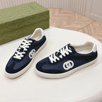 GUCCI SNEAKER WITH INTERLOCKING G IN SPACE BLUE SUEDE AND MESH