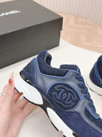 CHANEL TRAINERS IN MIDNIGHT BLUE SUEDE AND CALFSKIN
