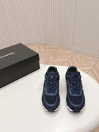 CHANEL TRAINERS IN MIDNIGHT BLUE SUEDE AND CALFSKIN