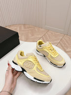 CHANEL TRAINERS IN LIGHT YELLOW SUEDE AND CALFSKIN