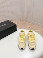 CHANEL TRAINERS IN LIGHT YELLOW SUEDE AND CALFSKIN