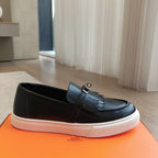 HERMES GAME SLIP-ON SNEAKER BLACK WITH TASSELS CALFSKIN