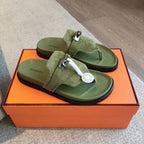 HERMES EMPIRE SANDAL LIGHT ARMY SUEDE