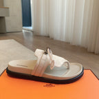 HERMES EMPIRE SANDAL CREAM WHITE SUEDE