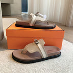 HERMES EMPIRE SANDAL LIGHT BROWN MIX CREAM CALFSKIN