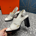 HERMES ERIS SANDAL 95 WHITE CALFSKIN
