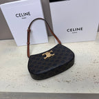 CELINE MINI 22 TILLY BAG IN TRIOMPHE CANVAS AND CALFSKIN