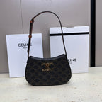 CELINE MINI 22 TILLY BAG IN TRIOMPHE CANVAS AND CALFSKIN