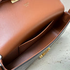 CELINE LOLA BAGUETTE BAG 28 IN DARK BROWN MONOGRAM CANVAS AND CALFSKIN