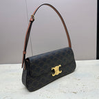 CELINE LOLA BAGUETTE BAG 28 IN DARK BROWN MONOGRAM CANVAS AND CALFSKIN