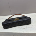 CELINE LOLA BAGUETTE BAG 28 IN DARK BROWN MONOGRAM CANVAS AND CALFSKIN