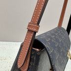 CELINE LOLA BAGUETTE BAG 28 IN DARK BROWN MONOGRAM CANVAS AND CALFSKIN