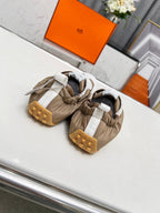 HERMES SKATEBOARD SHOES BROWN MIX WHITE SUEDE