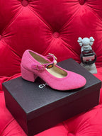 CHANEL HIGH MARY JANE SHOES HOT PINK WOOL TWEED
