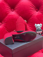 CHANEL HIGH MARY JANE SHOES CHERRY RED WOOL TWEED