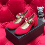 CHANEL HIGH MARY JANE SHOES CHERRY RED WOOL TWEED