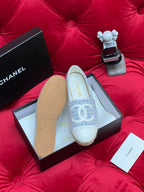 CHANEL WOVEN LOAFERS IN LIGHT BLUE FABRIC