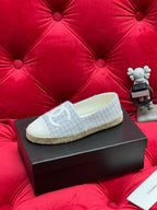 CHANEL WOVEN LOAFERS IN LIGHT BLUE FABRIC