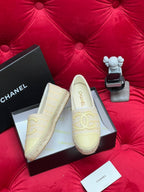 CHANEL WOVEN LOAFERS IN DARK CREAM FABRIC