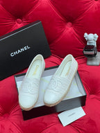 CHANEL WOVEN LOAFERS IN WHITE FABRIC