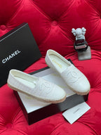 CHANEL WOVEN LOAFERS IN WHITE FABRIC
