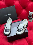 CHANEL MOASIN LOAFER IN WHITE MIX BLACK LAMBSKIN