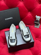 CHANEL MOASIN LOAFER IN WHITE MIX BLACK LAMBSKIN