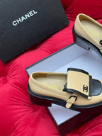 CHANEL MOASIN LOAFER IN YELLOW CREAM MIX BLACK LAMBSKIN