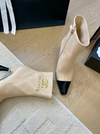 CHANEL BONGADE BOOTS IN BEIGE MIX BLACK CALFSKIN