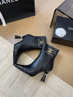 CHANEL BONGADE BOOTS IN BLACK CALFSKIN