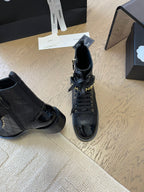 CHANEL ALPHABET MARTIN BOOTS IN BLACK LAMBSKIN