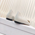 DIOR POINTED BALLET FLATS 25S IN WHITE CALFSKIN WITH GOLD HARDWARE