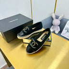 CHANEL ESPADRILLES PLATFORM 25S IN BLACK KNITTED WOOL AND LAMBSKIN