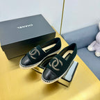 CHANEL ESPADRILLES PLATFORM 25S IN BLACK KNITTED WOOL AND LAMBSKIN