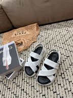 HERMES ELECTRIC SANDAL BLACK MIX WHITE CALFSKIN