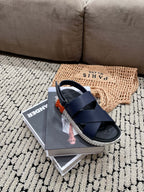 HERMES ELECTRIC SANDAL BLACK MIX NAVY CALFSKIN