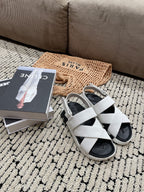 HERMES ELECTRIC SANDAL BLACK MIX CREAMY WHITE CALFSKIN