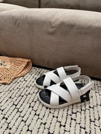 HERMES ELECTRIC SANDAL BLACK MIX CREAMY WHITE CALFSKIN