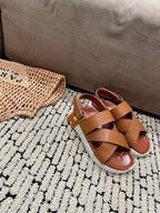 HERMES ELECTRIC SANDAL CHOCOLATE CALFSKIN