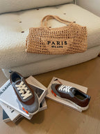 HERMES BOUNCING SNEAKERS GRAY MIX BROWN CALFSKIN
