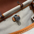 HERMES HERBAG A DOS ZIP RETOURNE BACKPACK 29 IN OFF-WHITE CANVAS AND BROWN CALFSKIN