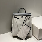 HERMES HERBAG A DOS ZIP RETOURNE BACKPACK 29 IN OFF-WHITE CANVAS AND BLACK CALFSKIN