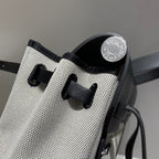 HERMES HERBAG A DOS ZIP RETOURNE BACKPACK 29 IN OFF-WHITE CANVAS AND BLACK CALFSKIN