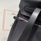 HERMES HERBAG A DOS ZIP RETOURNE BACKPACK 29 IN BLACK CANVAS AND CALFSKIN